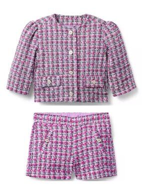 Janie and Jack purple tweed jacket (4T), shorts (3T) set